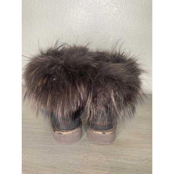 Rebecca White Womens Bronze/Brown‎ Metallic Fur Trimmed Ankle Winter Boots Sz 38 - Picture 4 of 7